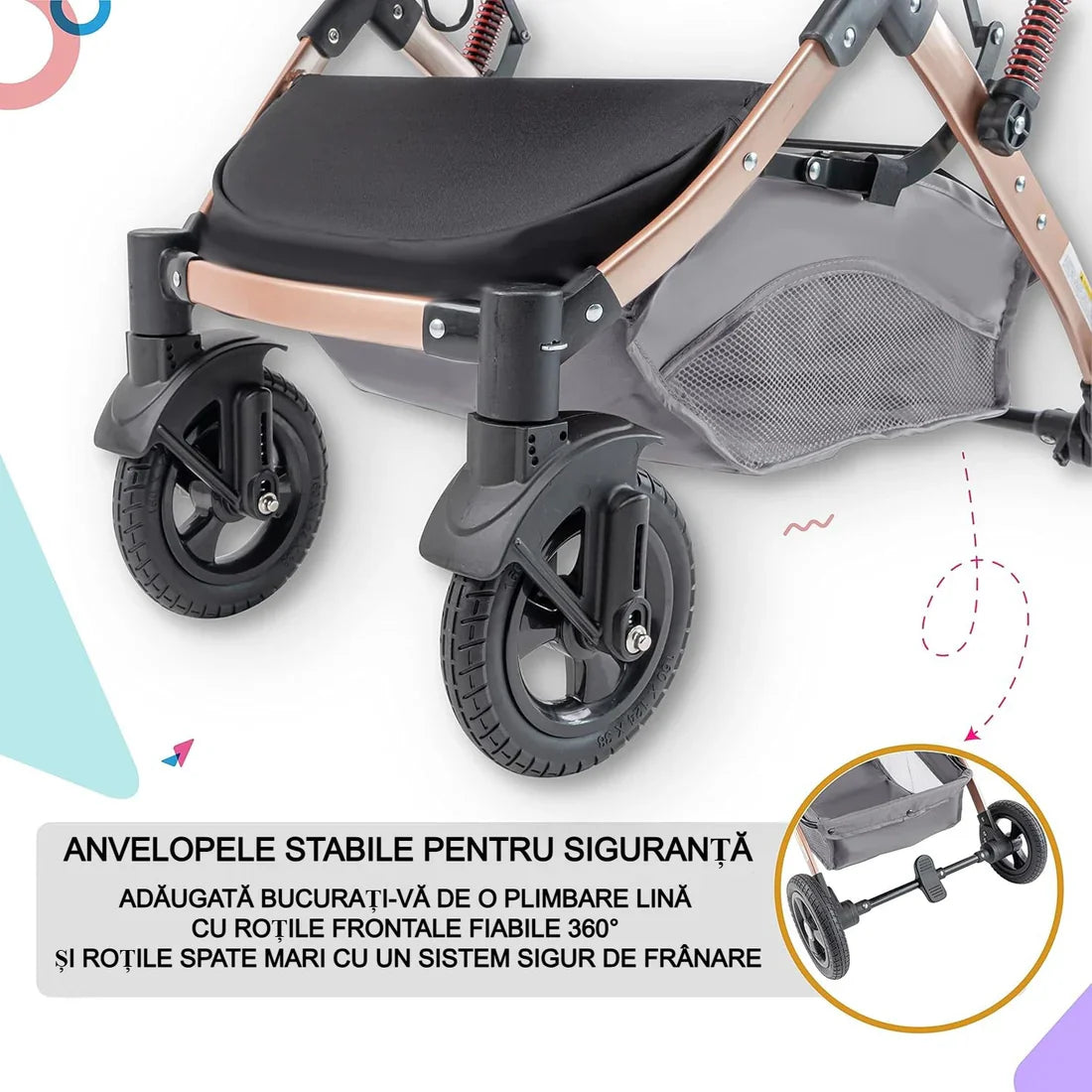 Carucior, 2 in 1 KIDOO® – Cărucior Pliabil cu Fața Inversă pentru Bebeluși cu Diverse Moduri, Cărucior Reglabil și Culisant negru