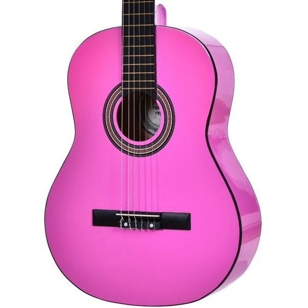Chitara Acustica pink- 6 Corzi Metalice 4/4,Recomandata Peste 11 Ani, Inclusiv Adulti