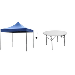 Set Evenimente AT PERFORMANCE® – Cort Pavilion 3x3m + Masă Pliantă rotunda 155x74 cm, Ideal pentru Nunți, Botezuri, Grătare și Târguri