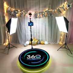 Platforma Foto-Video rotunda AT PERFORMANCE®, Selfie 360, brat rotativ, Led RGB, pentru Evenimente, diametru 80cm