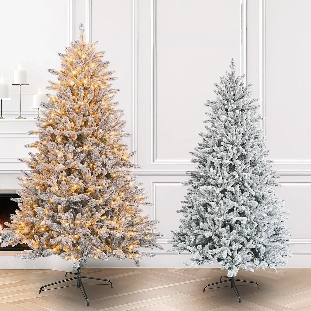 Brad artificial 3D cu ninsoare 2.1m, 1150 ramuri, cu lumini LED calde – Christmas Tree 2.1m 1150T
