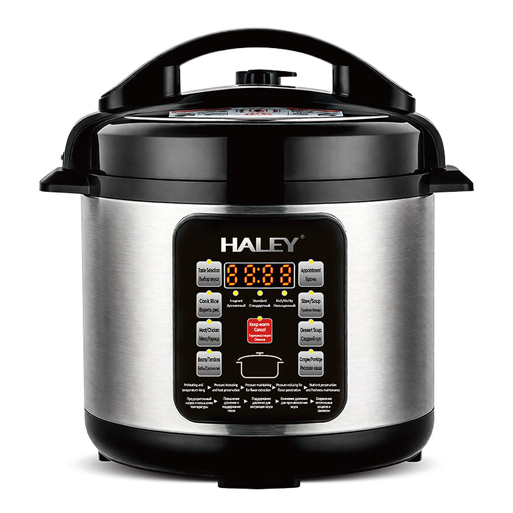 HALEY Vezi toate produsele Oală Electrică sub Presiune Multifuncțională HALEY® HY-2218, 1500W, Capacitate 6 Litri, Panou Digital cu Programe de Gătire, Vas Interior cu Strat Antiaderent, Gătire Rapidă, Economie de Energie