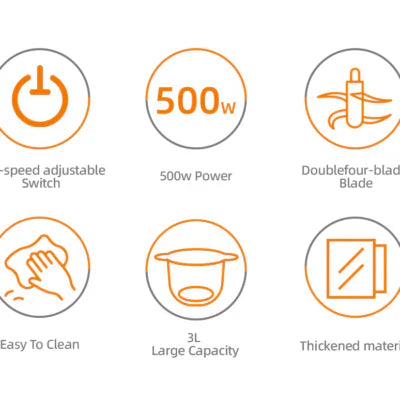 Tocător de alimente Haley HY-1238 – Putere de 500W și vas de 3L din inox pentru tocare eficientă