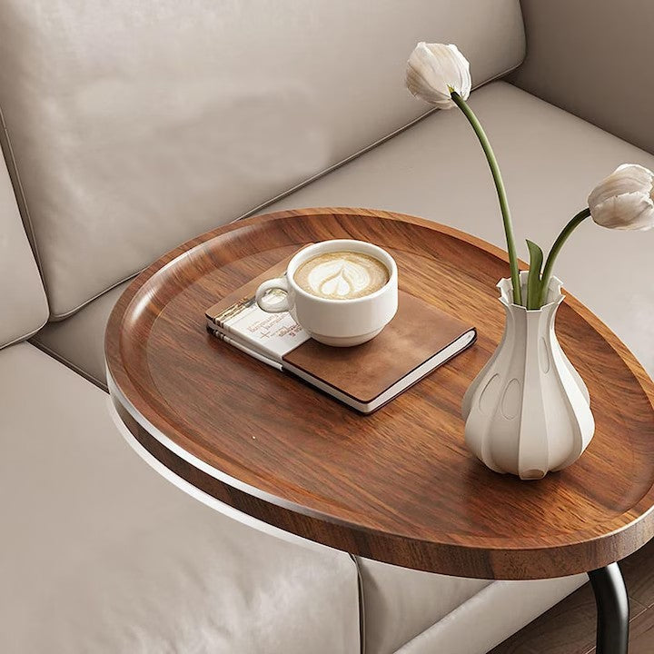 Masuta cafea ovala, AT PERFORMANCE®, awwaline, lemn, maro, 45 x 30 x 60cm.