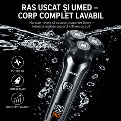 Aparat De Ras Electric Haley HY-4703, 3 Capete Rotative, Acumulator 1200 mAh, Autonomie 180 Minute, Waterproof, Încărcare USB