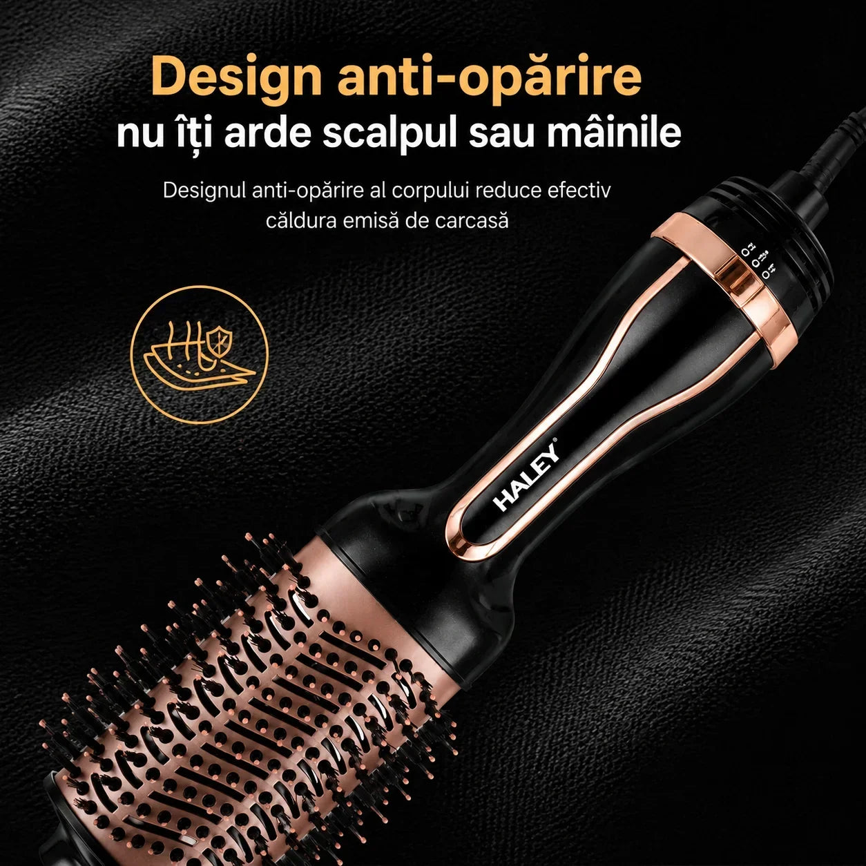 Perie Cu Aer Cald Haley HY-4028, 1200W, 3 Trepte De Temperatură, 2 Viteze, Protecție La Supraîncălzire