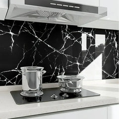 Set 50x Tapet Marmura, AT PERFORMANCE®, suprafata acoperire 9 mp, autoadeziv, waterproof, usor de montat, design modern, 30x60 cm, negru