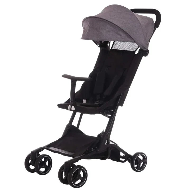 Cărucior copii pliabil AT PERFORMANCE® – Ultra compact, 5 kg, aluminiu, 6-36 luni, ideal pentru avion, negru