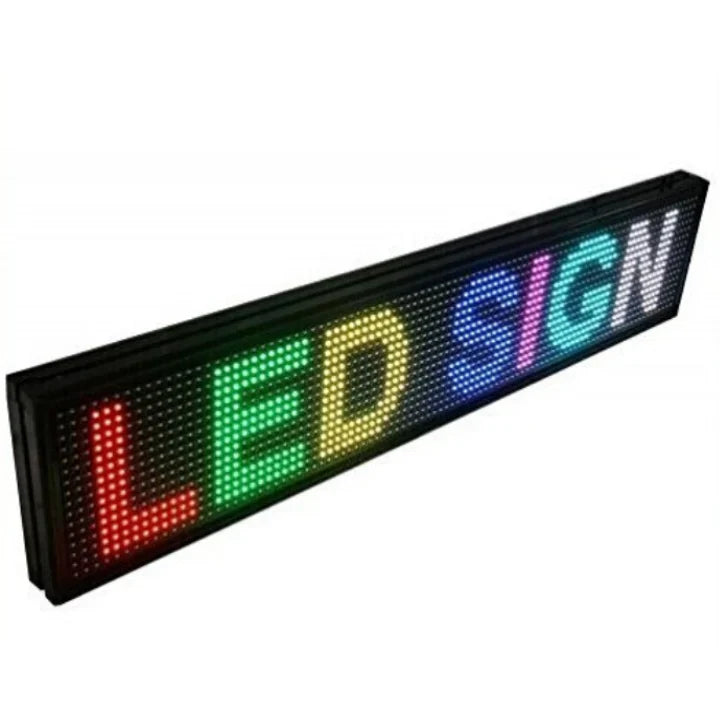 Reclama Luminoasa AT PERFORMANCE 200 x 40 cm, LED RGB, Cod QR, Vizualizare 120°, Wi-Fi, Temperatura, Negru, afisaj mesaj programabil, exterior