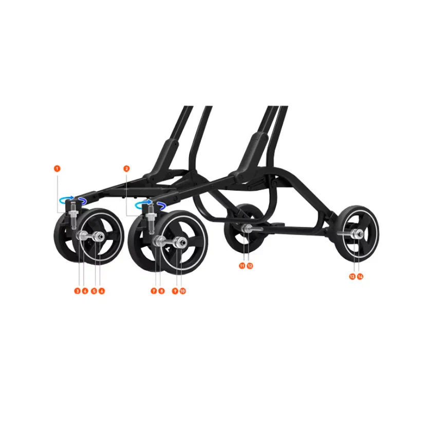 Cărucior copii pliabil AT PERFORMANCE® – Ultra compact, 5 kg, aluminiu, 6-36 luni, ideal pentru avion, negru