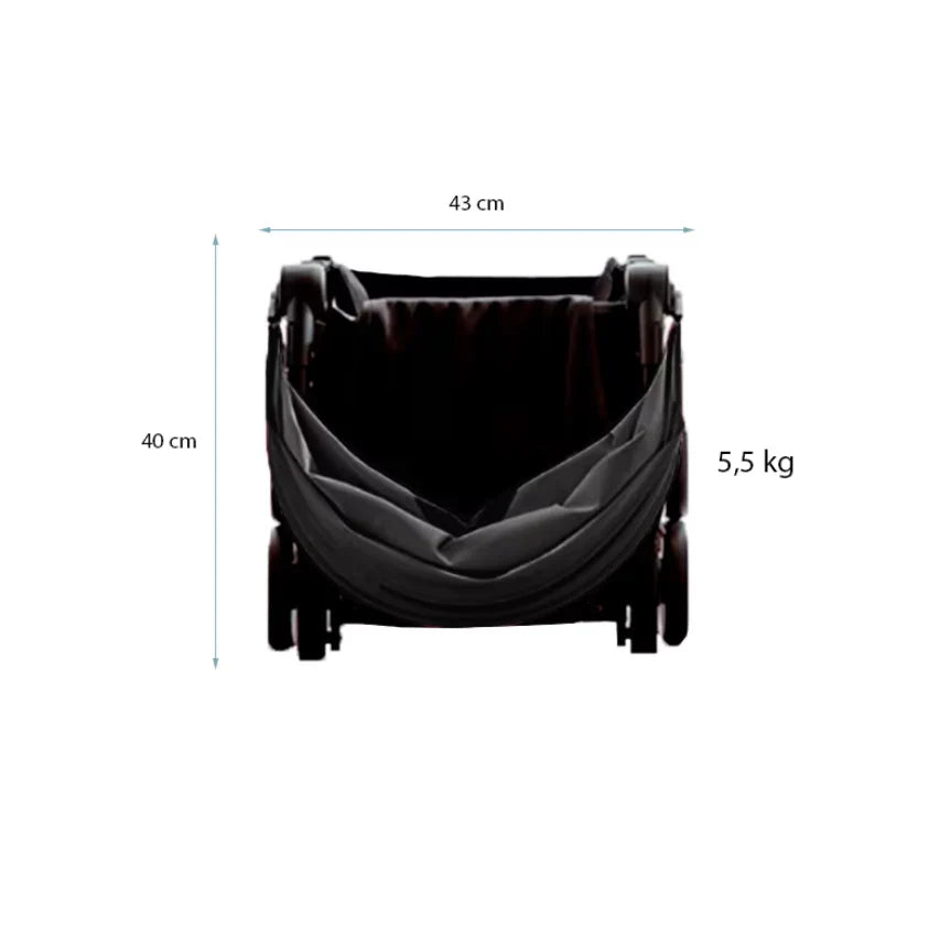 Cărucior copii pliabil AT PERFORMANCE® – Ultra compact, 5 kg, aluminiu, 6-36 luni, ideal pentru avion, negru