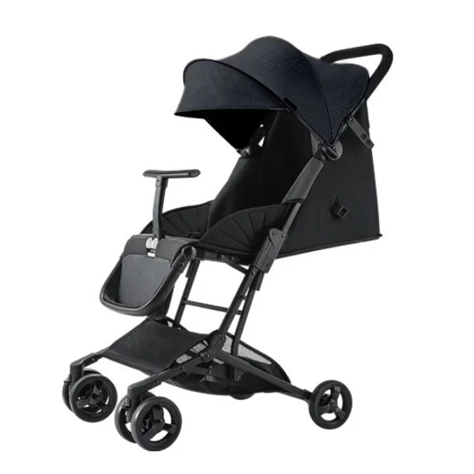 Cărucior copii pliabil AT PERFORMANCE® – Ultra compact, 5 kg, aluminiu, 6-36 luni, ideal pentru avion, negru