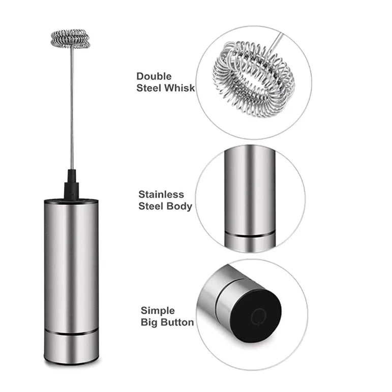 Mini Mixer elextric cu baterii pentru a face spuma de lapte sau capucino, brat otel inoxidabil, frappe