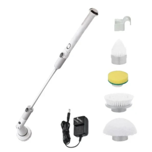 Set perie de curatere electrica, portabil, 4 capete interschimbabile, gri / alb
