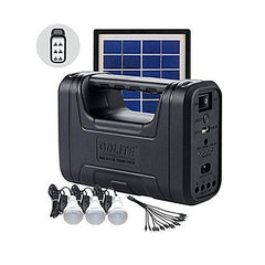 Sistem Solar pentru Camping cu 3 Becuri, Panou Solar Inclus, Port USB, Radio FM, MP3 Player, Lanterna cu Led-uri, Tensiune 110 - 240 V, 50/60 Hz, Design Modern, Negru