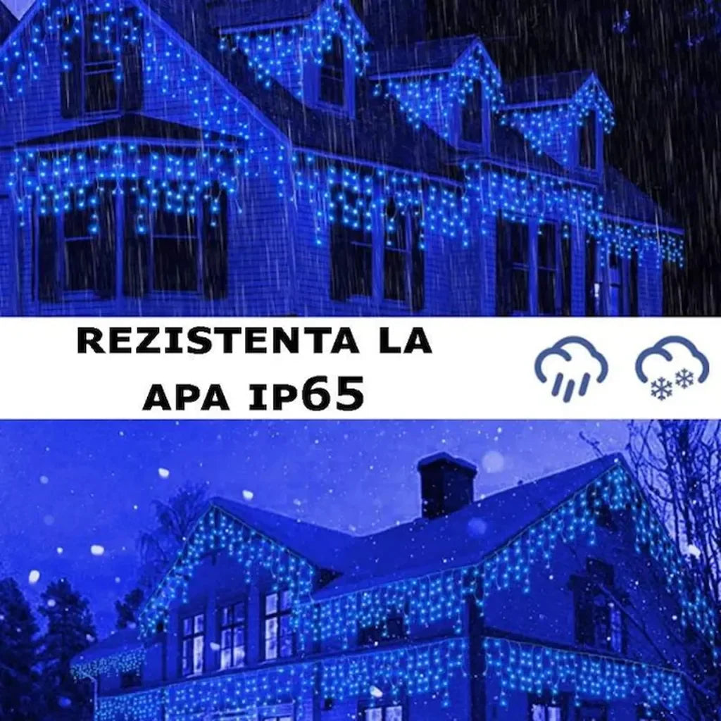 Ghirlandă luminoasă Crăciun 12 metri AT PERFORMANCE® – 300 LED-uri alb rece, decor interior/exterior