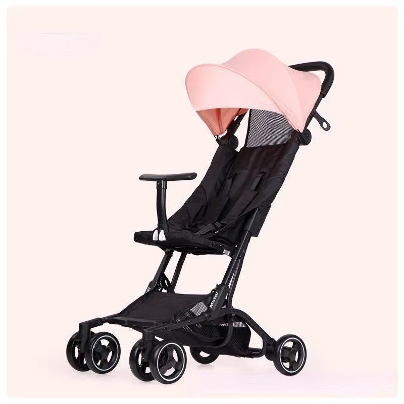 Cărucior copii pliabil AT PERFORMANCE® – Ultra compact, 5 kg, aluminiu, 6-36 luni, ideal pentru avion, negru