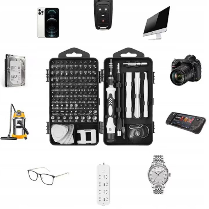 Set 115 piese, surubelnite de precizie At Performance®, mecanica fina, cromate, pentru dispozitive electronice.