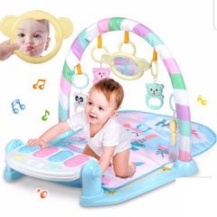 Saltea de Activitati si Joaca, muzicala pentru bebelusi, Multifunctional, Pian si Oglinda Detasabile, Jucarii Zornaitoare, Roz deschis, 0+ luni