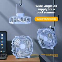 Pachet 2x Ventilator Camping AT PERFORMANCE® – USB, LED, 3 Viteze, Cârlig Pliabil, Reglabil 180°