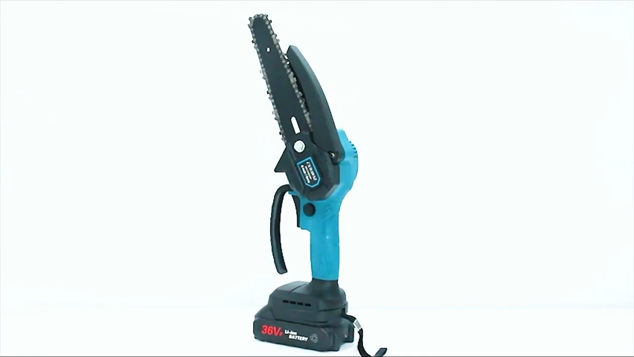 Mini fierastrau electric / mini drujba cu lant pe acumulator AT PERFORMANCE®, 21 V, putere 550 W, lungime lama 6 inch, 2X Lanturi, 2X Baterii