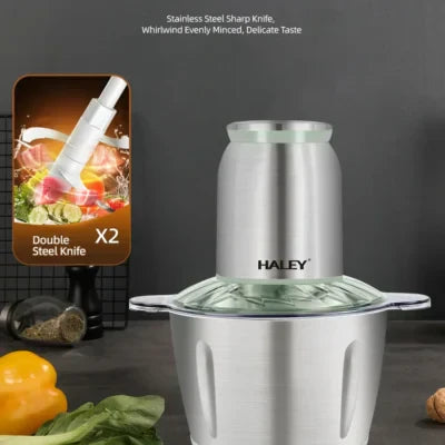Tocător de alimente Haley HY-1238 – Putere de 500W și vas de 3L din inox pentru tocare eficientă